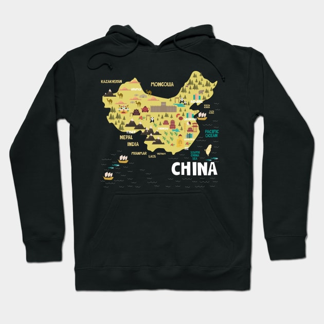 China illustrated map Hoodie by JunkyDotCom